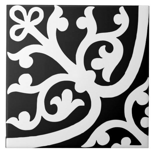 Diamond Oriented Stylish Abstract Black & White Tegeltje (Voorkant)