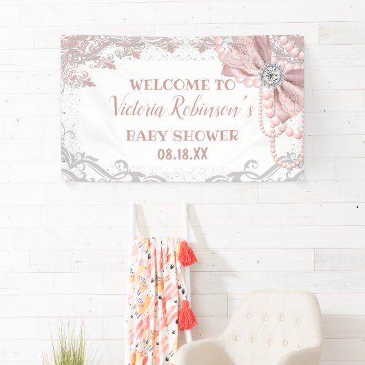 Diamond Parel Roze Roze Meisjesachtige Elegante Ba Spandoek (Insitu)