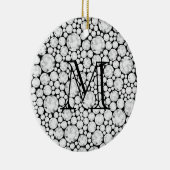 Diamond Pareltjes Monogram Initiaal Black Elegant Keramisch Ornament (Rechts)