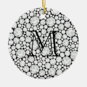 Diamond Pareltjes Monogram Initiaal Black Elegant Keramisch Ornament (Voorkant)