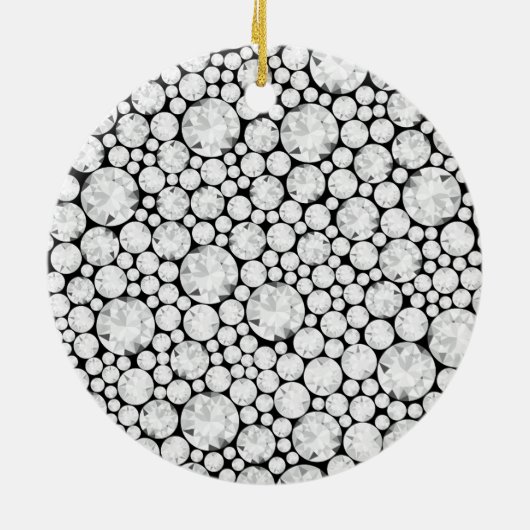 Diamond Pareltjes Monogram Initiaal Black Elegant Keramisch Ornament (Achterkant)