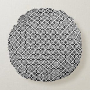 Diamond Pareltjes Pattern Black and White Rond Kussen