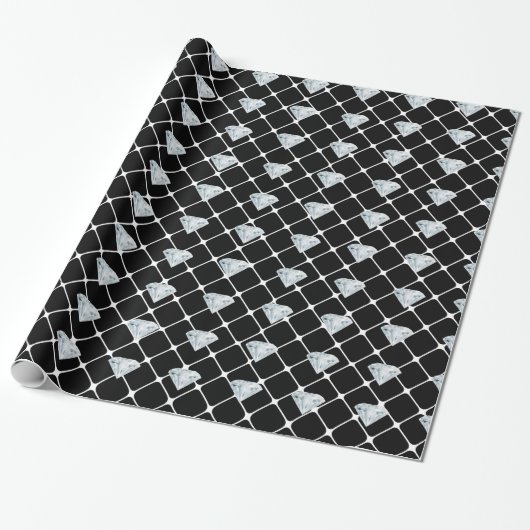 Diamond Patroon Bling Bling Designer Uitziend Cade Cadeaupapier (Uitgerold)