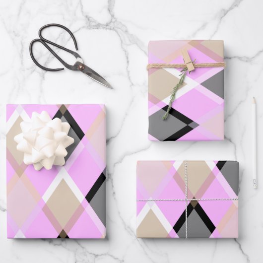 Diamond patroon inpakpapier lila (Voorkant)