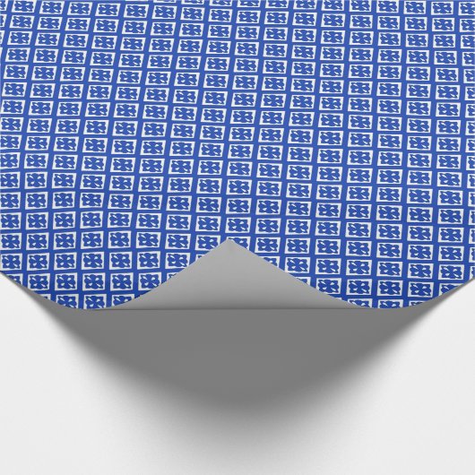 Diamond-patroon - kobalt blauw en wit cadeaupapier (Hoek)