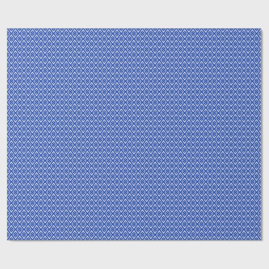 Diamond-patroon - kobalt blauw en wit cadeaupapier (Vlak)