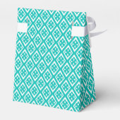 Diamond patroon - turquoise en wit bedankdoosjes (Achterkant)