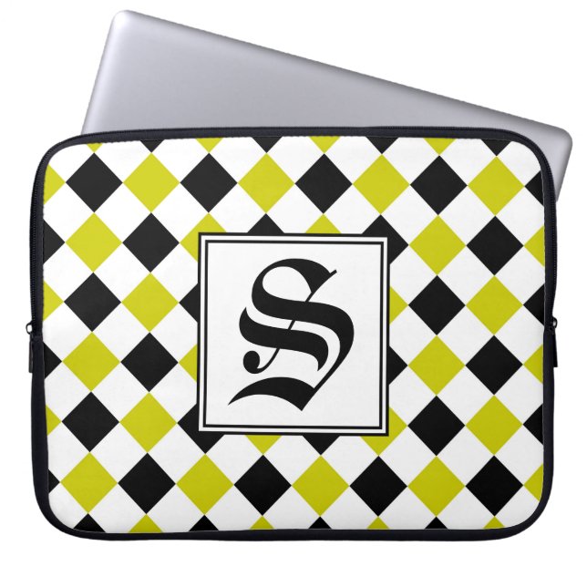 Diamond Pattern #1 Monogramed Laptop Sleeve (Voorkant)