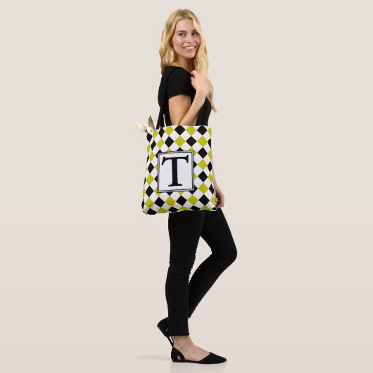 Diamond Pattern #1 Monogramed Tote Bag (Op model)