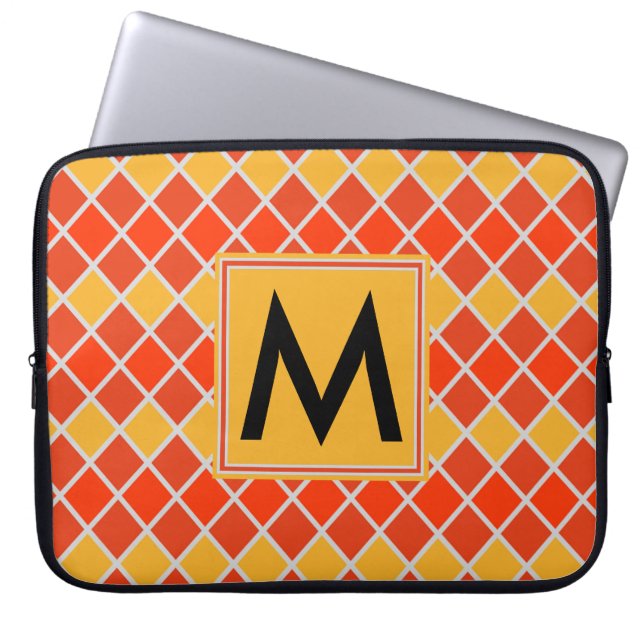 Diamond Pattern #80 Monogrammed Laptop Sleeve (Voorkant)