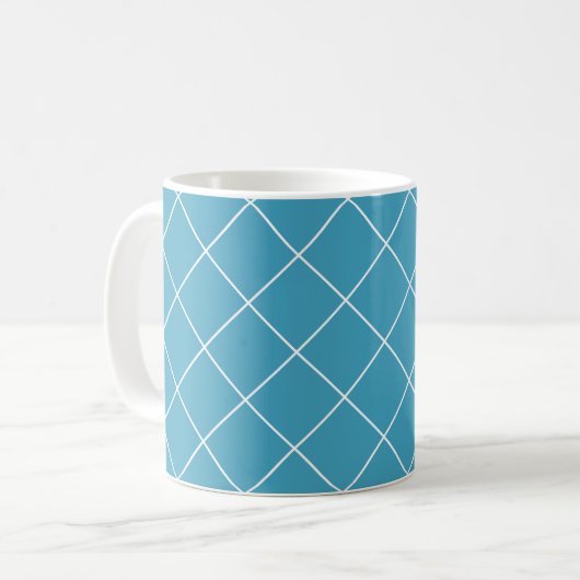 Diamond Pattern Aqua Koffiemok (Voorkant links)