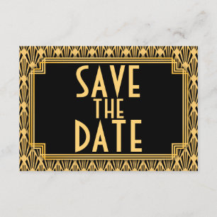 Diamond Pattern Art Deco Bruiloft Sla de datum op Save The Date