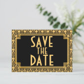Diamond Pattern Art Deco Bruiloft Sla de datum op Save The Date (Staand voorkant)
