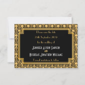 Diamond Pattern Art Deco Bruiloft Sla de datum op Save The Date (Achterkant)