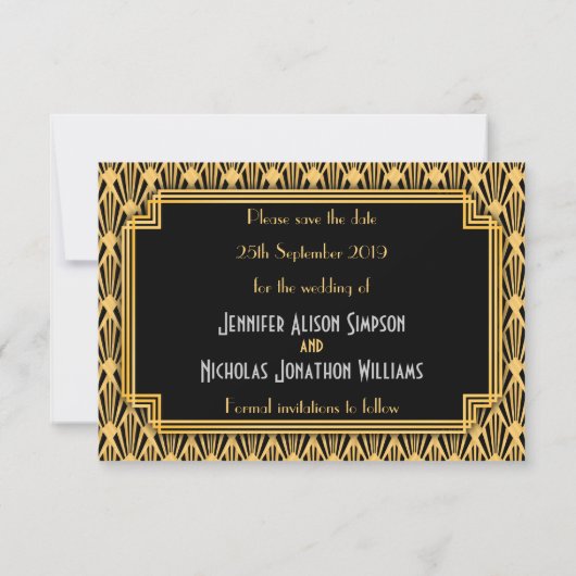 Diamond Pattern Art Deco Bruiloft Sla de datum op Save The Date (Achterkant)