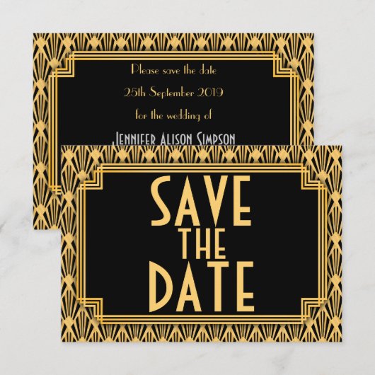 Diamond Pattern Art Deco Bruiloft Sla de datum op Save The Date (Voorkant / Achterkant)