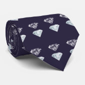 Diamond Pattern Bling Navy Blue Luxury Elegant Nec Stropdas (Opgerold)