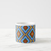 Diamond Pattern Blue Red Yellow Green  Espresso Kop (Voorkant)