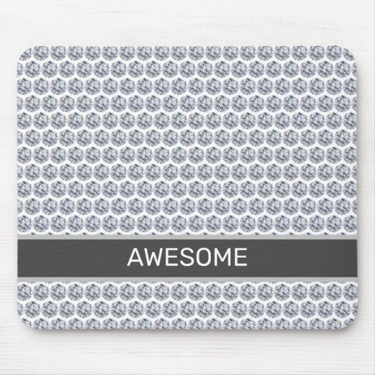 Diamond Pattern/Fractal Mosaic in Silver & White Muismat (Voorkant)