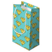 Diamond Pattern - Geel & Turquoise Klein Cadeauzakje (Achterkant Gekanteld)