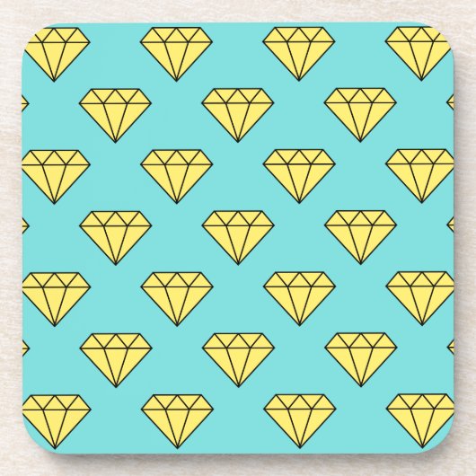 Diamond Pattern - Geel & Turquoise Onderzetter (Voorkant)