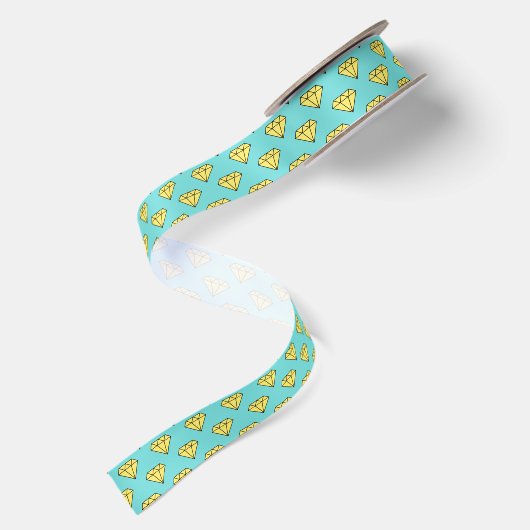 Diamond Pattern - Geel & Turquoise Satijnen Lint (Achterkant)