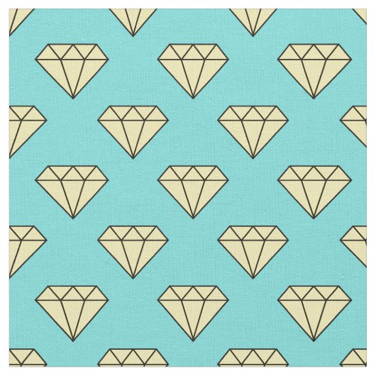 Diamond Pattern - Geel & Turquoise Stof (Close Up)