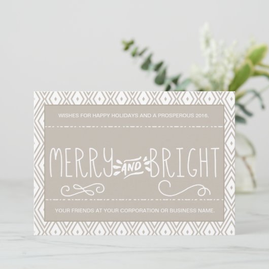 Diamond Pattern Merry en Bright Corporate Kaart (Staand voorkant)