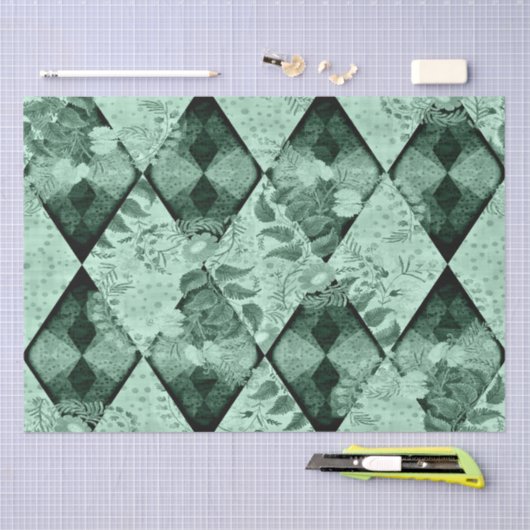 Diamond Pattern met Florals Decoupage Tissuepapier (Craft)