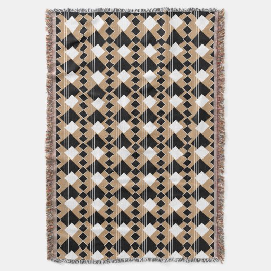 Diamond Pattern | Tan en zwart Deken (Voorkant Verticaal)