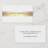 Diamond Pattern White Gold Ribbon Visitekaartje (Voorkant / Achterkant)