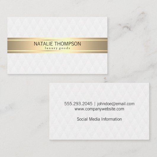 Diamond Pattern White Gold Ribbon Visitekaartje (Voorkant / Achterkant)