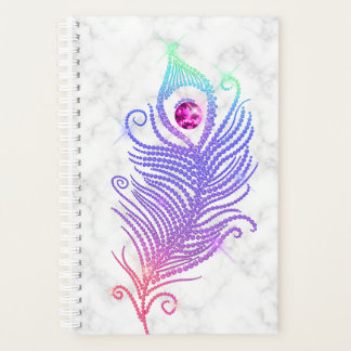 Diamond Peacock Feathers Marble Planner