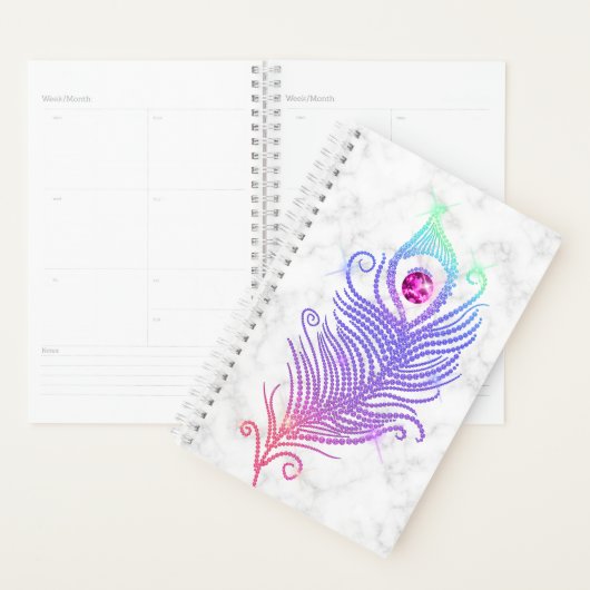 Diamond Peacock Feathers Marble Planner (Display)