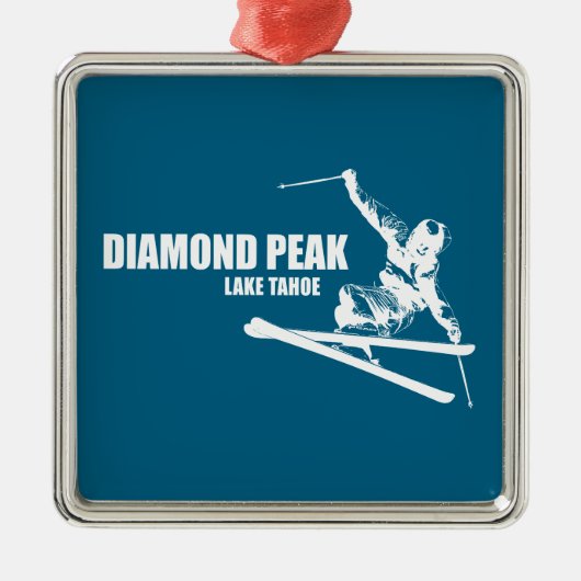 Diamond Peak Lake Tahoe Skier Metalen Ornament (Voorkant)