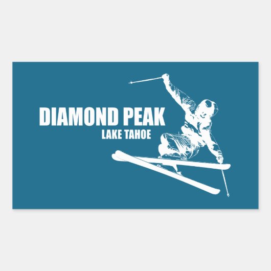 Diamond Peak Lake Tahoe Skier Rechthoekige Sticker (Voorkant)
