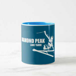 Diamond Peak Lake Tahoe Skier Tweekleurige Koffiemok