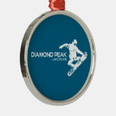 Diamond Peak Lake Tahoe Snowboarder Metalen Ornament (Rechts)