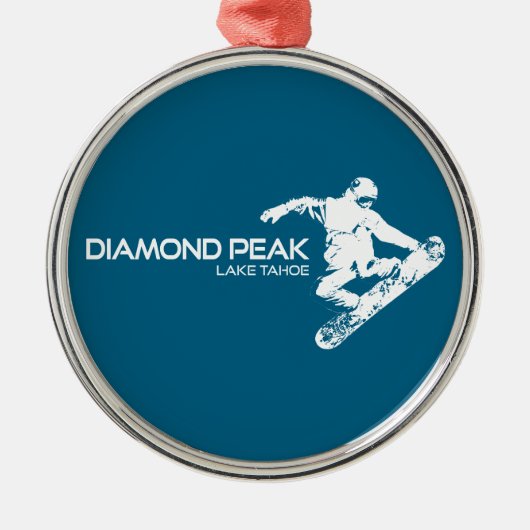 Diamond Peak Lake Tahoe Snowboarder Metalen Ornament (Voorkant)