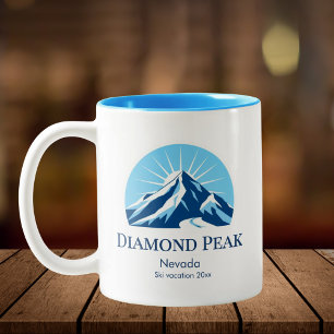 Diamond Peak Nevada Lake Tahoe skigebied souvenir Tweekleurige Koffiemok