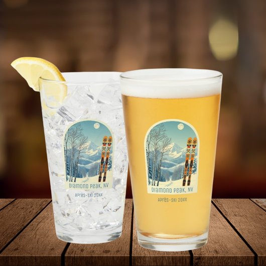 Diamond Peak Nevada vakantie après-ski bierglas Glas