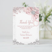 Diamond Pearl Blush Pink Girly Elegant Baby shower Bedankkaart (Staand voorkant)