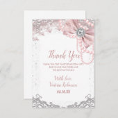 Diamond Pearl Blush Pink Girly Elegant Baby shower Bedankkaart (Voorkant / Achterkant)