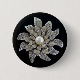 Diamond & Pearl Brooch Ronde Button 5,7 Cm