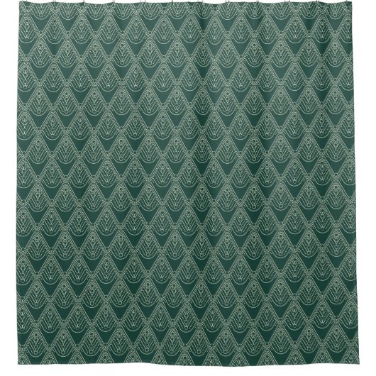 Diamond & Pearl Deco Shower Curtain / Hunter Green Douchegordijn (Voorkant)