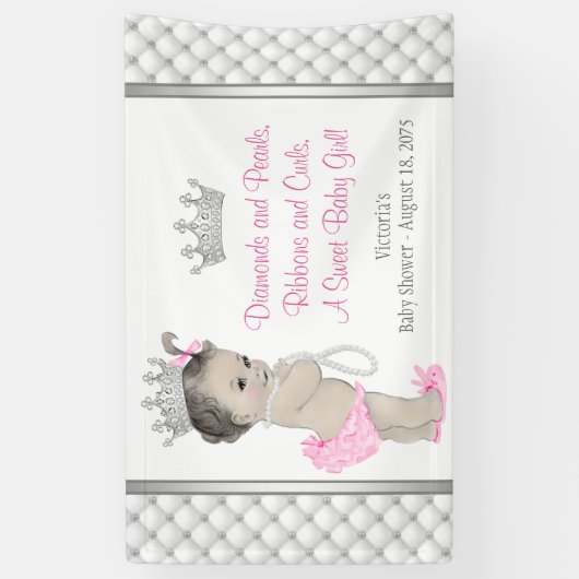 Diamond Pearl Princess-Baby shower Spandoek (Verticaal)
