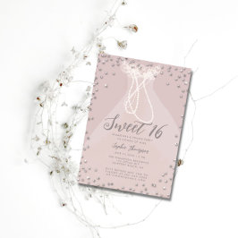 Diamond Pearl Princess Ruffle Dress Sweet 16 Party Kaart