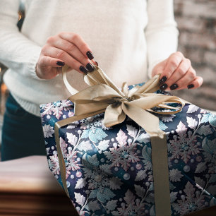 Diamond & Pearl Snowflake Kant Kerstpatroon Cadeaupapier