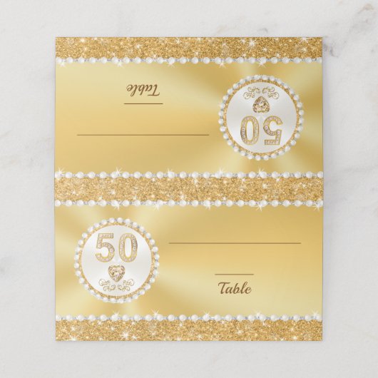 Diamond Pearls, 50e Jubileum, Gold Place Cards Plaatskaartje (Buitenkant ongevouwen)