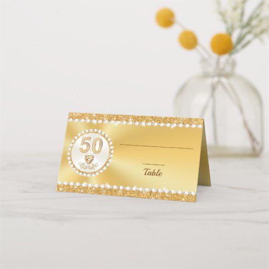 Diamond Pearls, 50e Jubileum, Gold Place Cards Plaatskaartje (Achterkant)